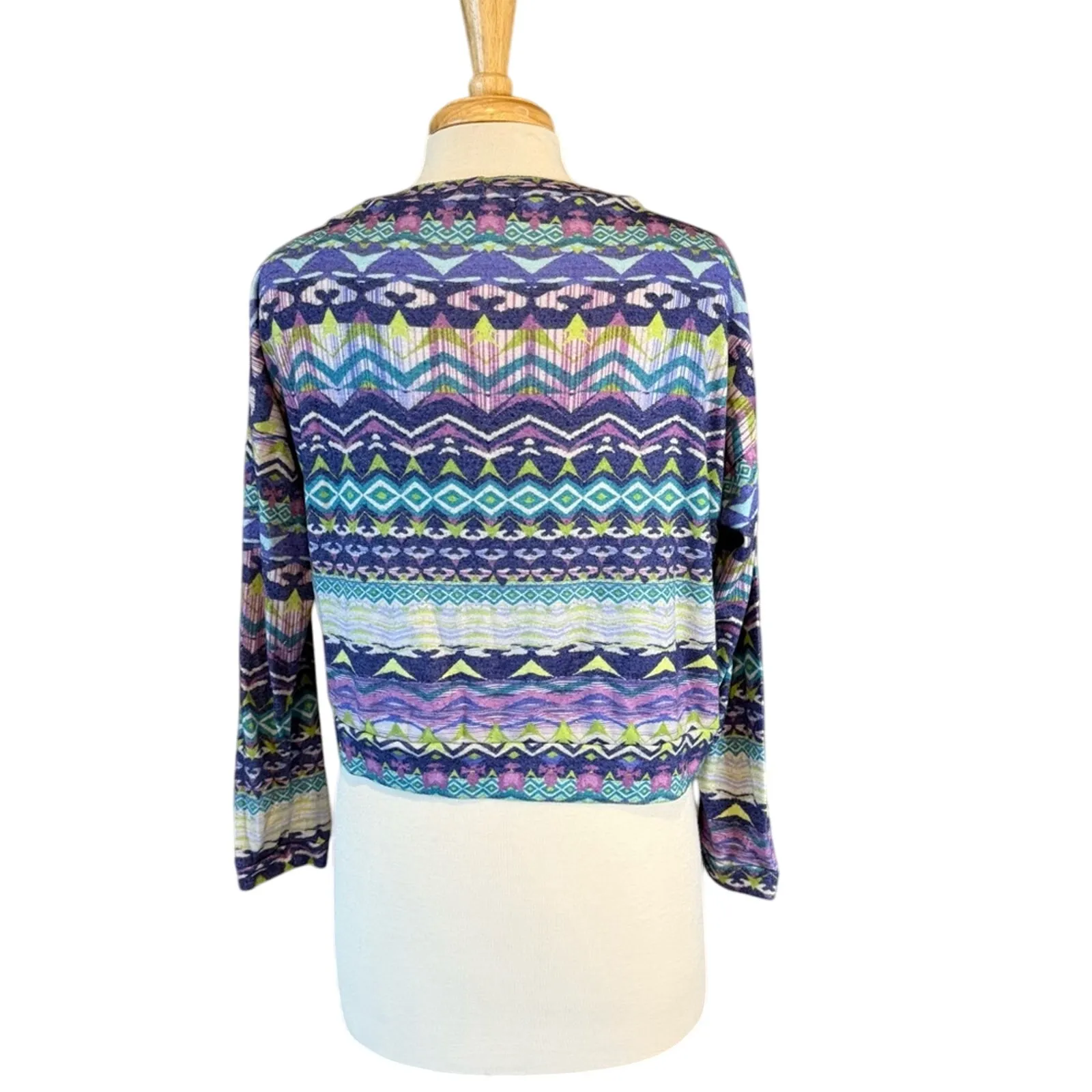 dELiA*s Geometric Multicolor Long Sleeve Top Medium Purple - Image 2