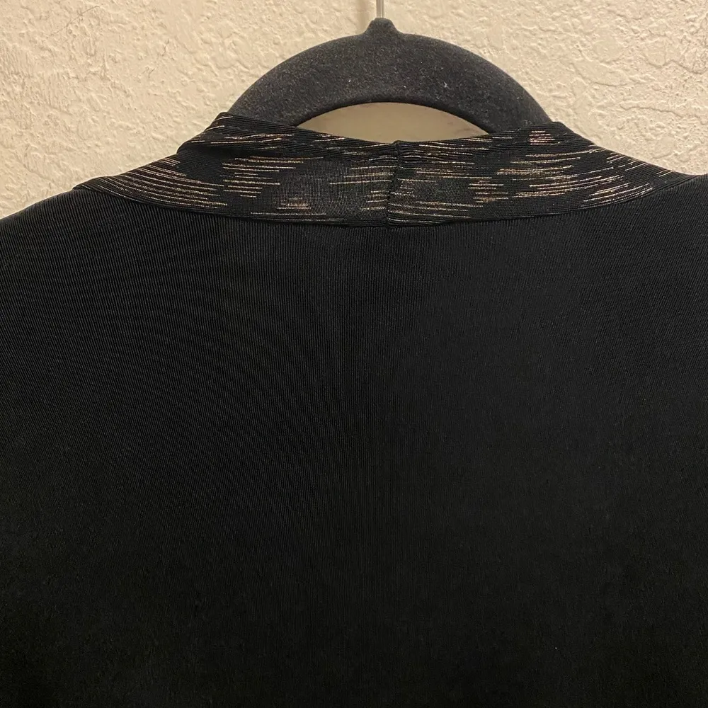 Chico's Travelers Black Open Front Cardigan With Gold Deco Print Size 1 (M) - Image 7