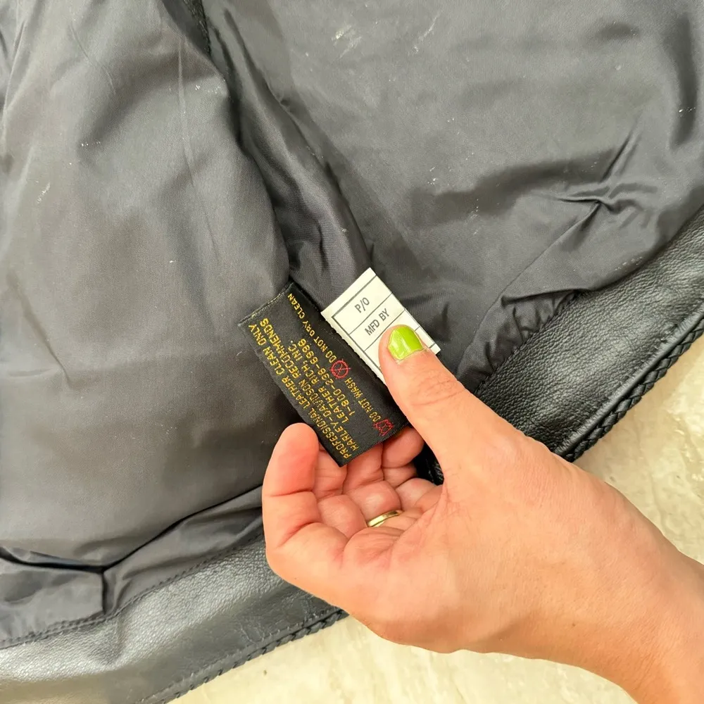 Harley Davidson Womens L Genuine Leather Zip Pocket Vest Biker Motorcycle Vtg - Image 12