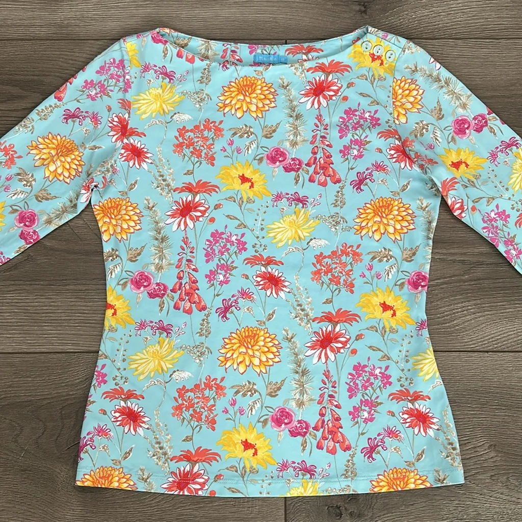 J. McLaughlin Catalina Cloth‎ Wavesong Tee Shirt Floral Print Size XS - Image 2