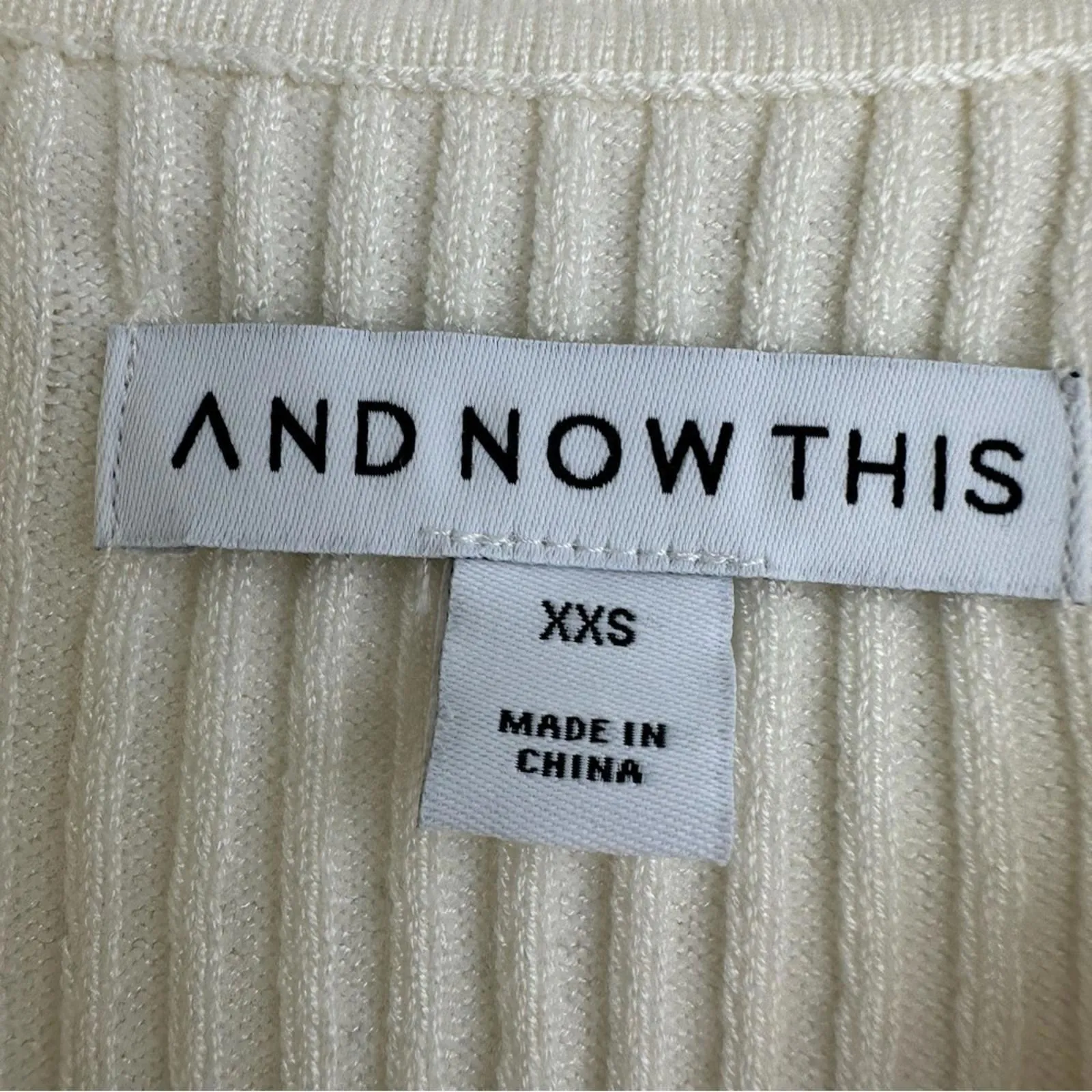 Button Ribbed Polo Short Sleeve Sweater GREEN STRIPE XXS And Now This White - Image 2