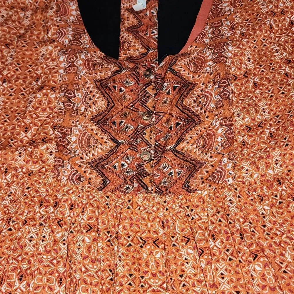 Free People Womens Orange Sundown Open Back Babydoll‎ Dress Medium - Image 3