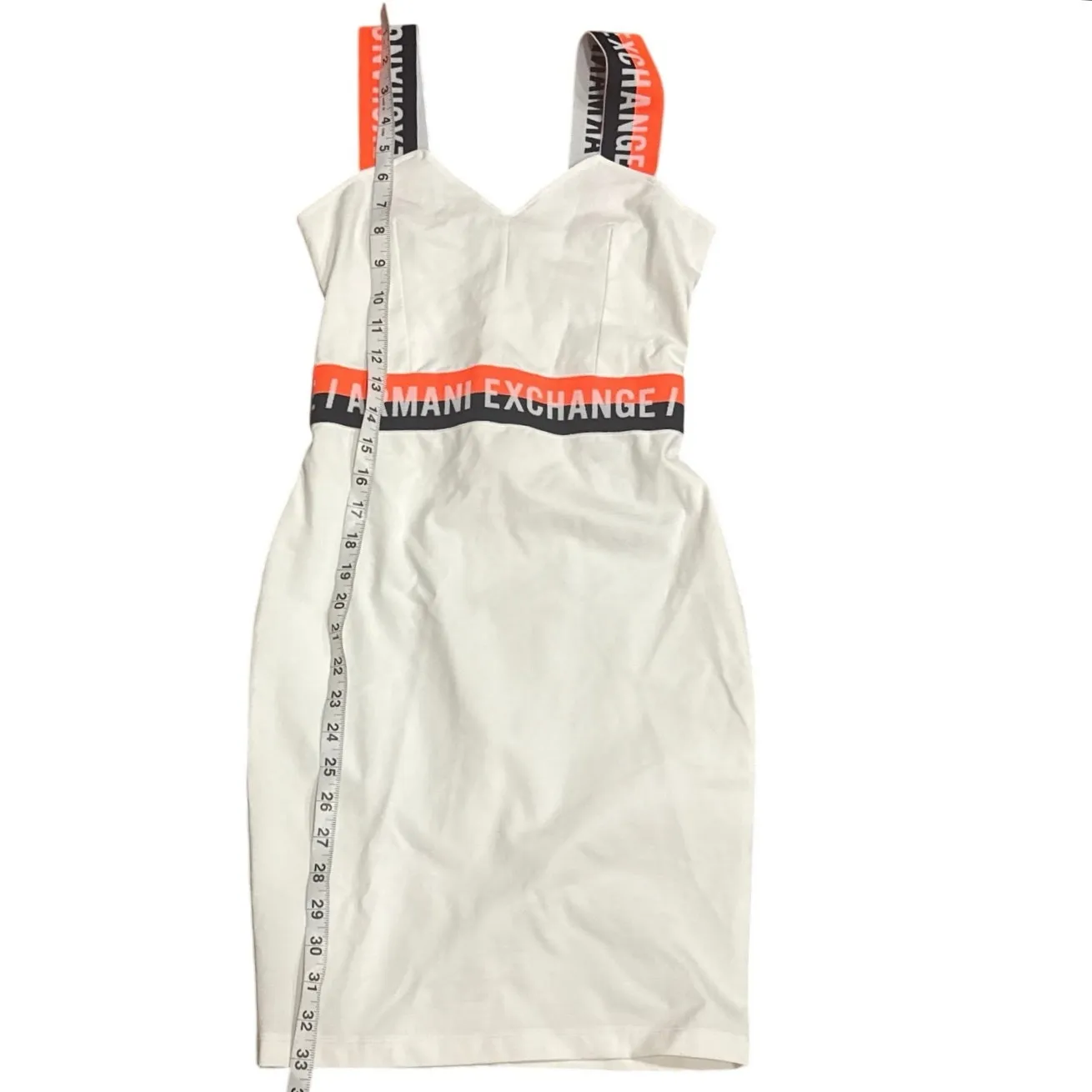 NWT XS Authentic Armani Exchange White Stretchy Dress Logo Bodycon Designer Y2K - Image 6