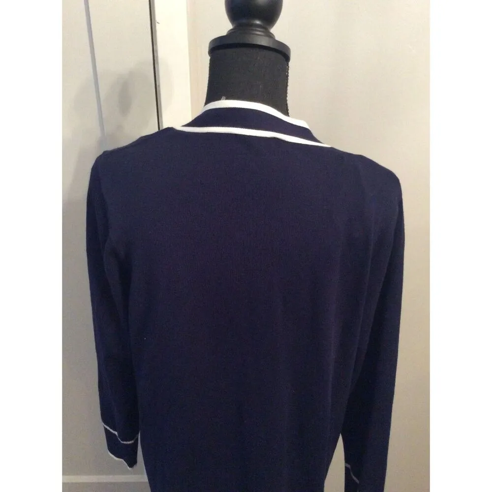 New NWT Vila Milano Large L Navy White Long Cardigan Sweater Womens - Image 2