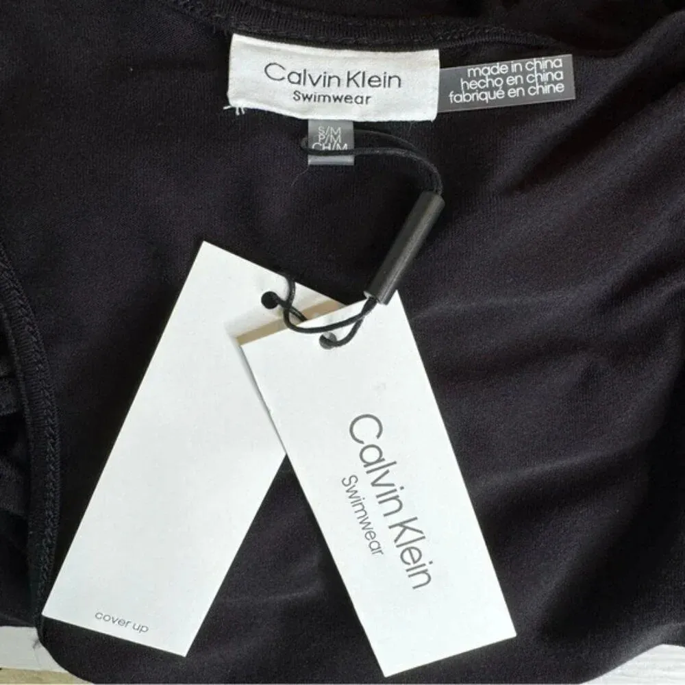 Calvin Klein Surplice Racer Back Tunic Swim Cover Up Dress Black Size L/XL NWT - Image 10