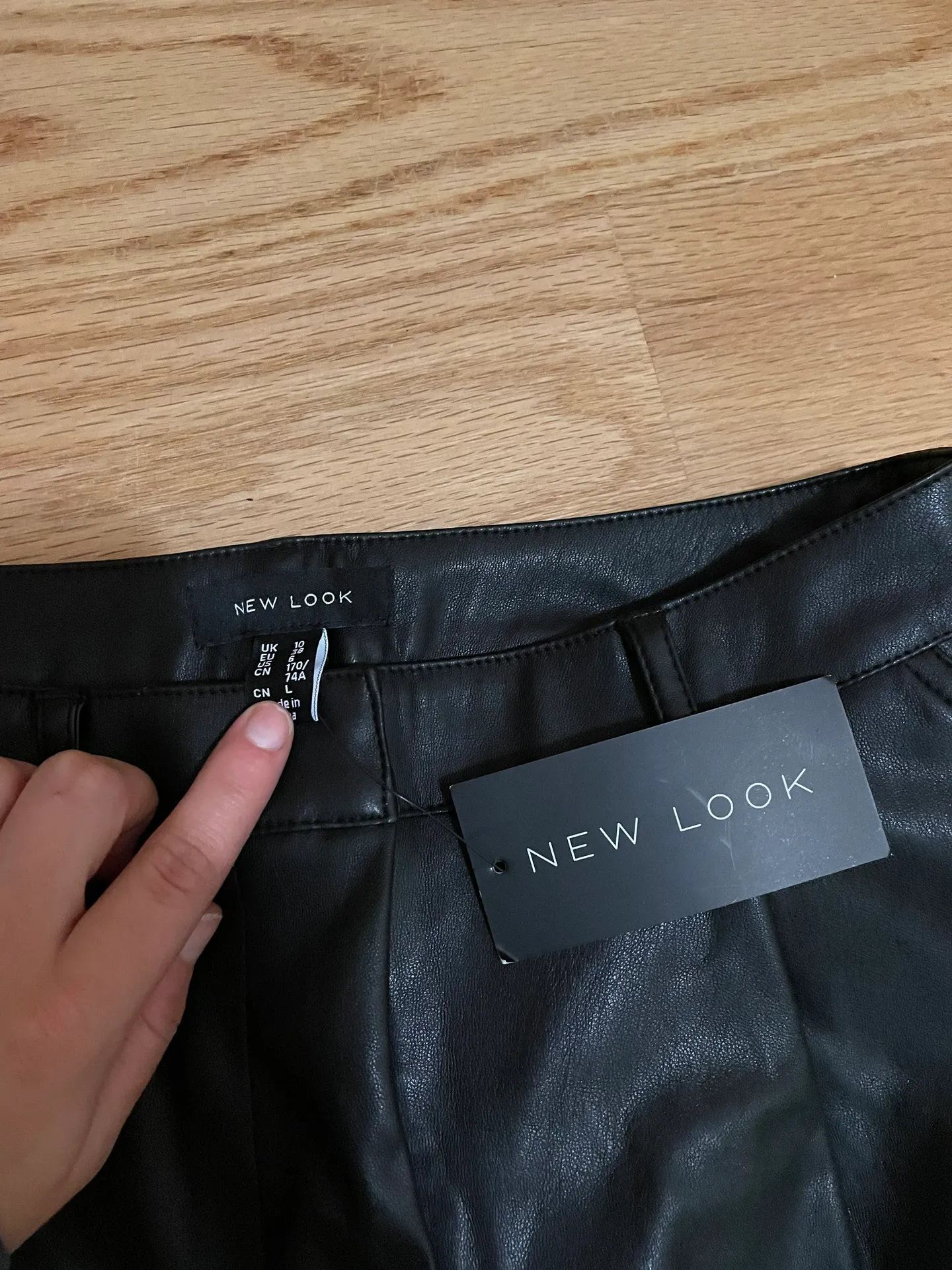 Faux Black Leather Tapered Pants Size 6 - Image 5