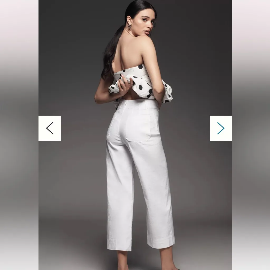 Anthropologie Maeve Colette Magic Fabric Crop Wide Leg Pants in White - Image 3