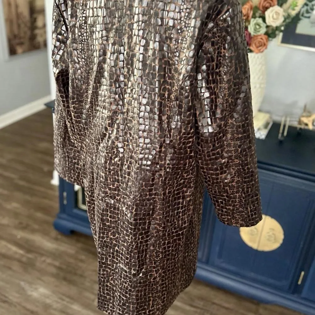 Selene Sport Coat For Women Size XL, Brown and Black Faux Leather Crocodile - Image 5