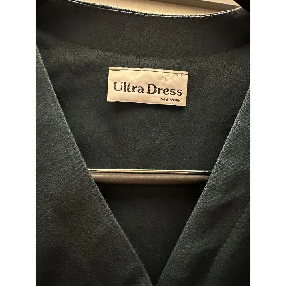 ULTRA DRESS Vintage Size 12 Jacket/Dress Embroiderey Floral Buttons Short Sleeve Green - Image 3