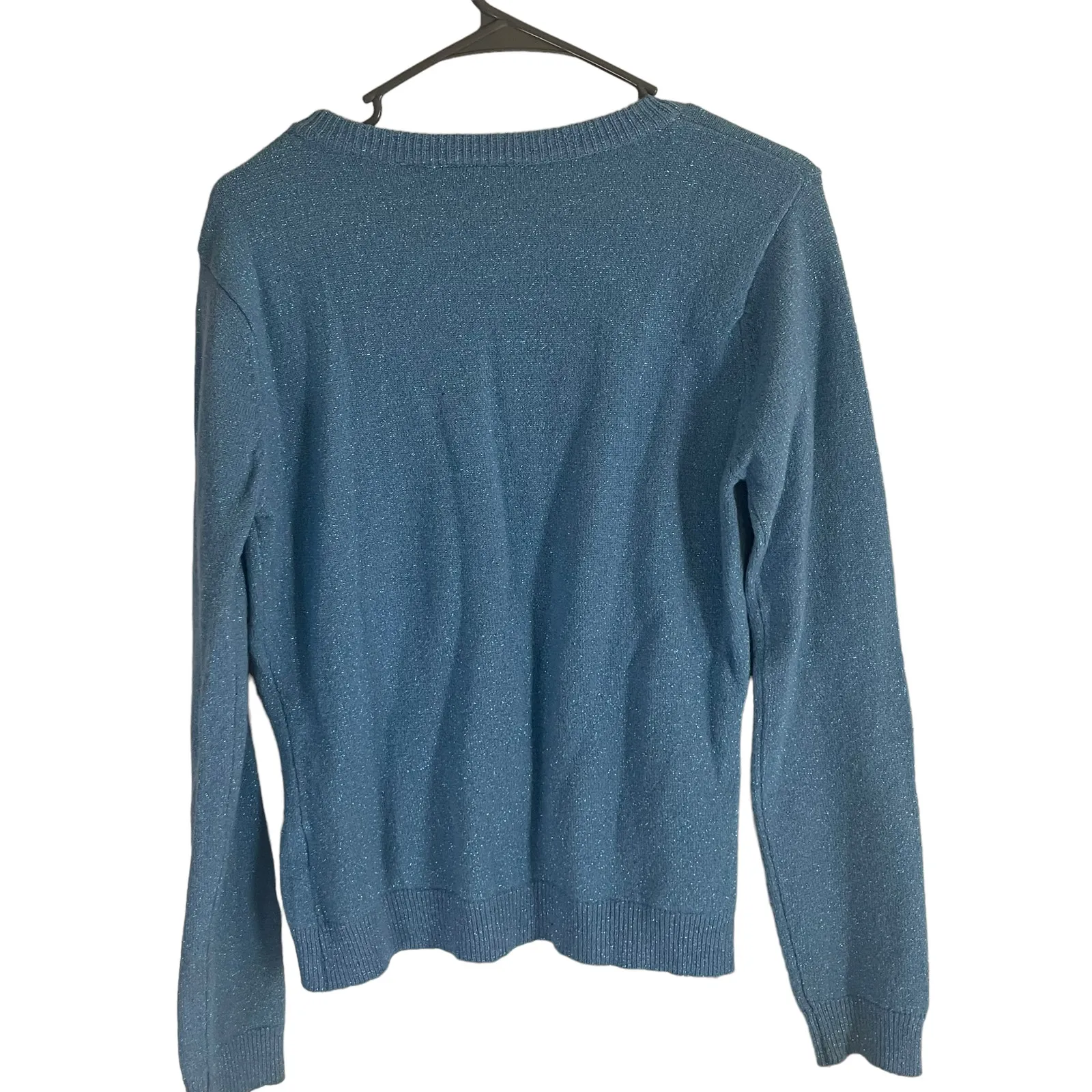 Route 66‎ Size Large 58% Wool Blend Metallic Blue Sweater - Image 4