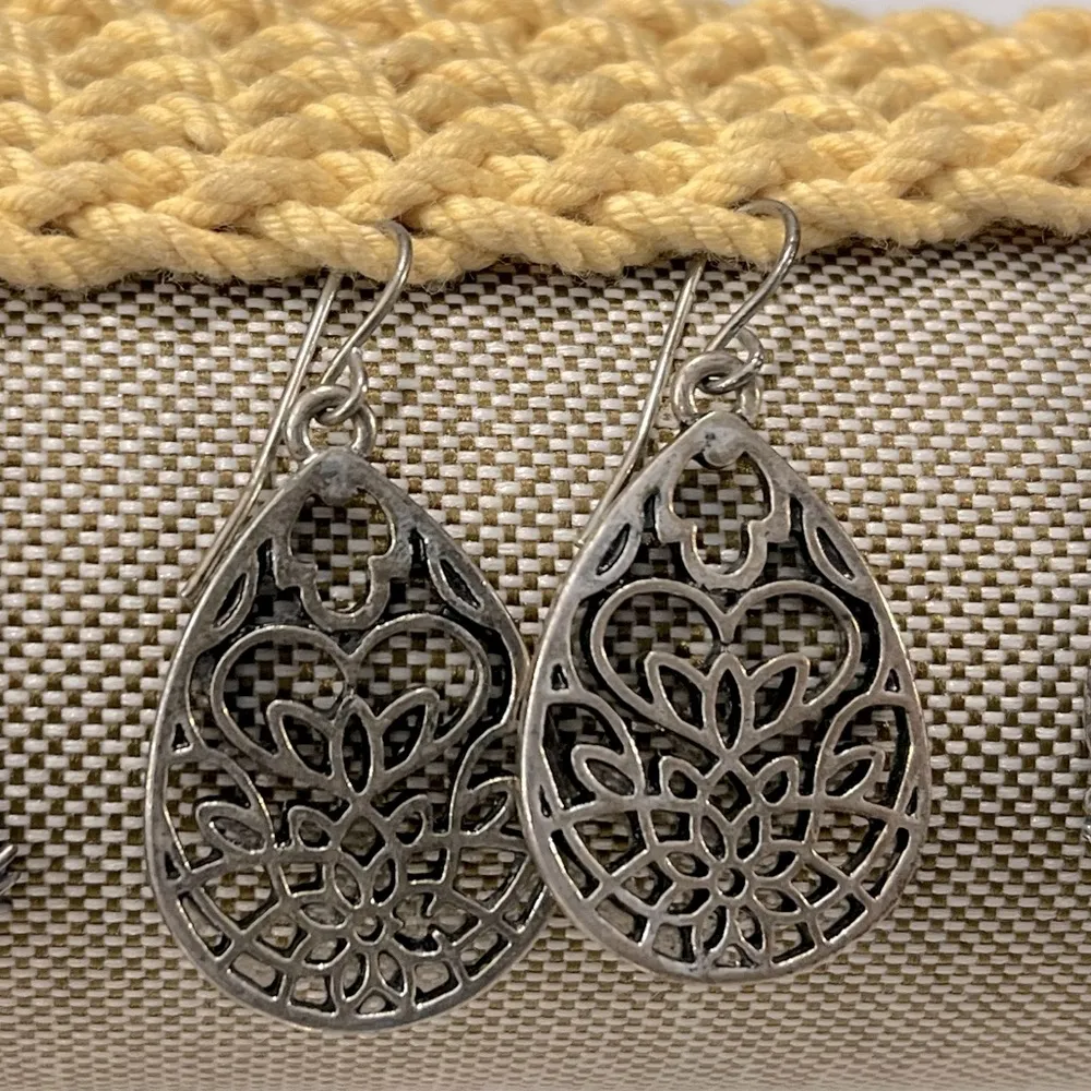 Earring Set (3 Pairs) Antique Silvertone - Image 3