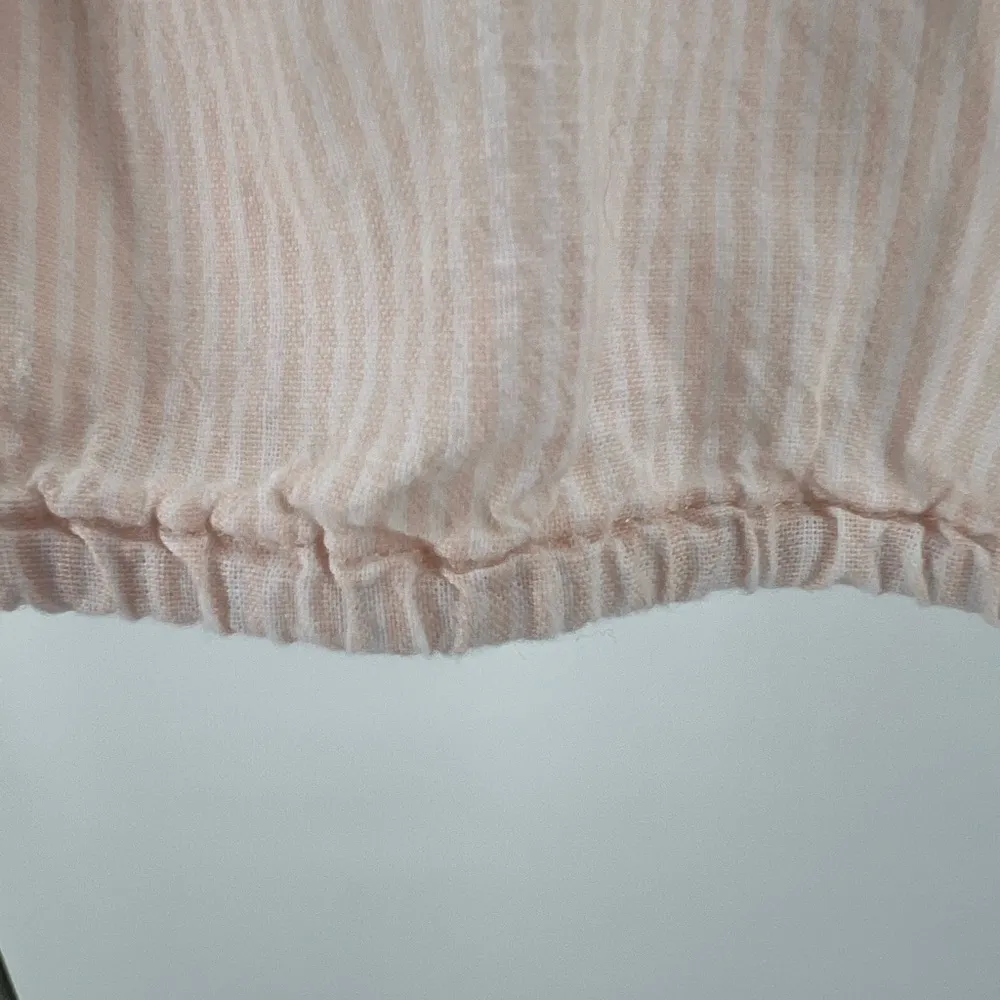 Liz Claiborne linen blend pink white striped XXL short sleeve top summer cotton - Image 7