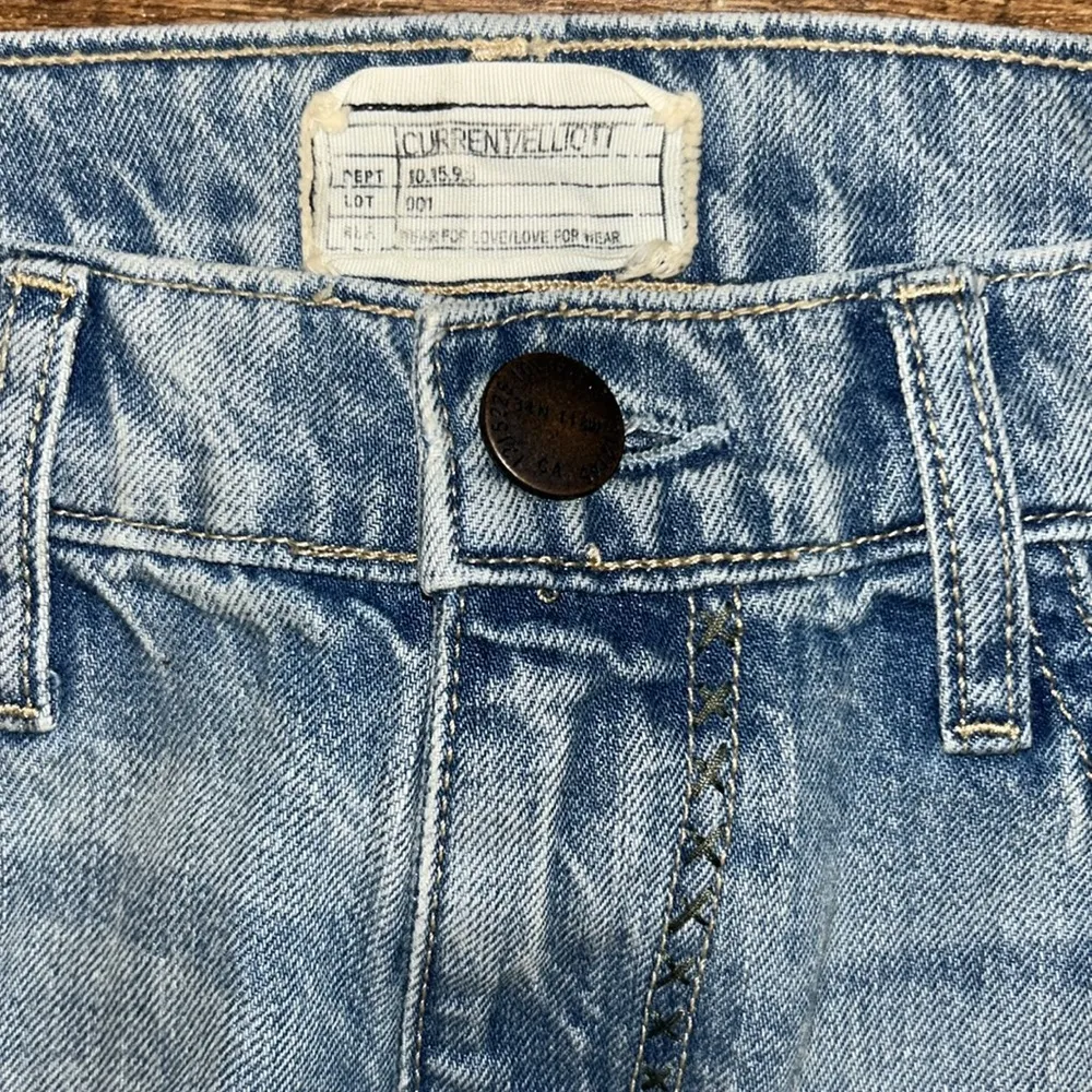 Current Elliott Vintage Distressed Patchwork Embroidered Denim Jeans Size 28 - Image 3