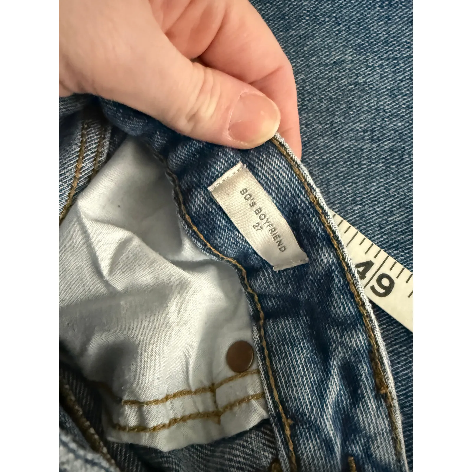 Pacsun 100% Cotton Denim 90's Boyfriend High Rise Relaxed Wide Leg Blue Jeans 27 - Image 3