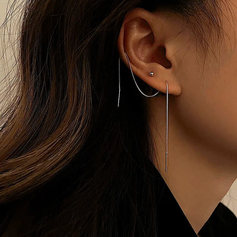 Long Threader Earrings | 925‎ Sterling Silver - Image 3