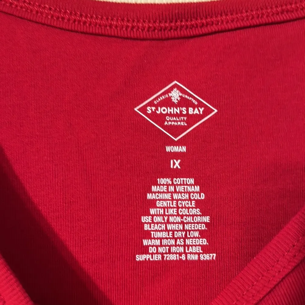 NWT St John’s Bay Long Sleeve Red Tee 1X - Image 2