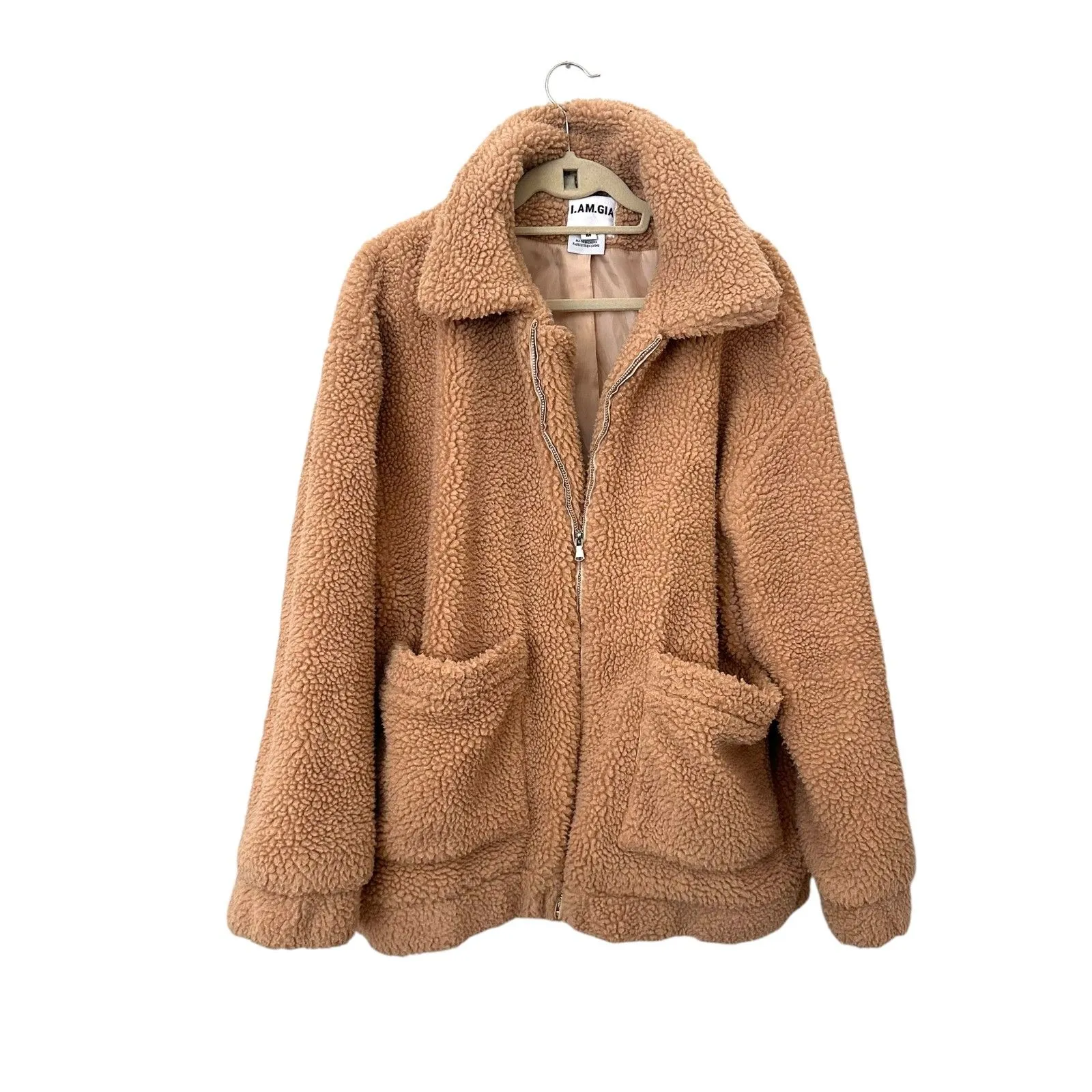 I.AM.GIA Pixie Teddy‎ Oversized Coat Tan Medium - Image 2