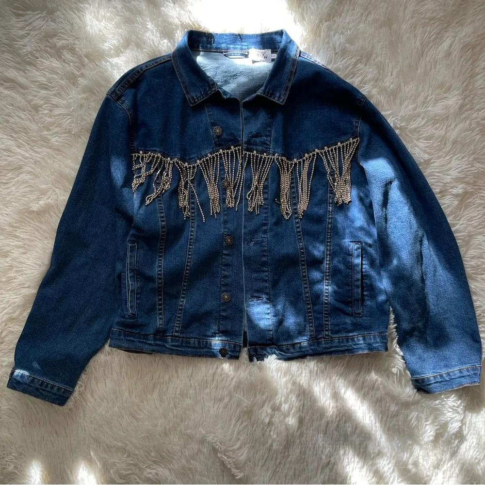 Princess Polly rare Diamante jean jacket - Image 3