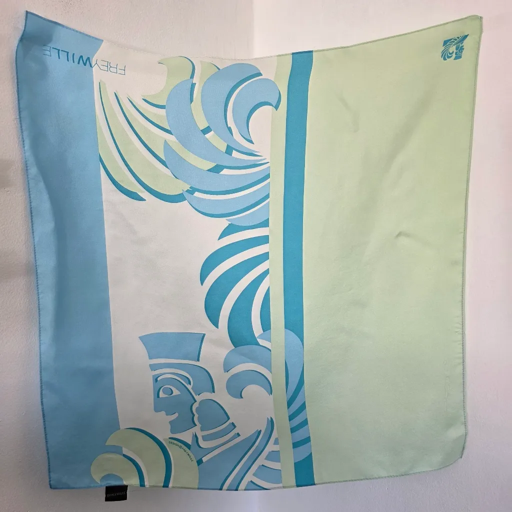 FREY WiLLE 100% Silk Twill Gavroche Magic Sphinx Green Combo Scarf 50cm x 50cm - Image 6