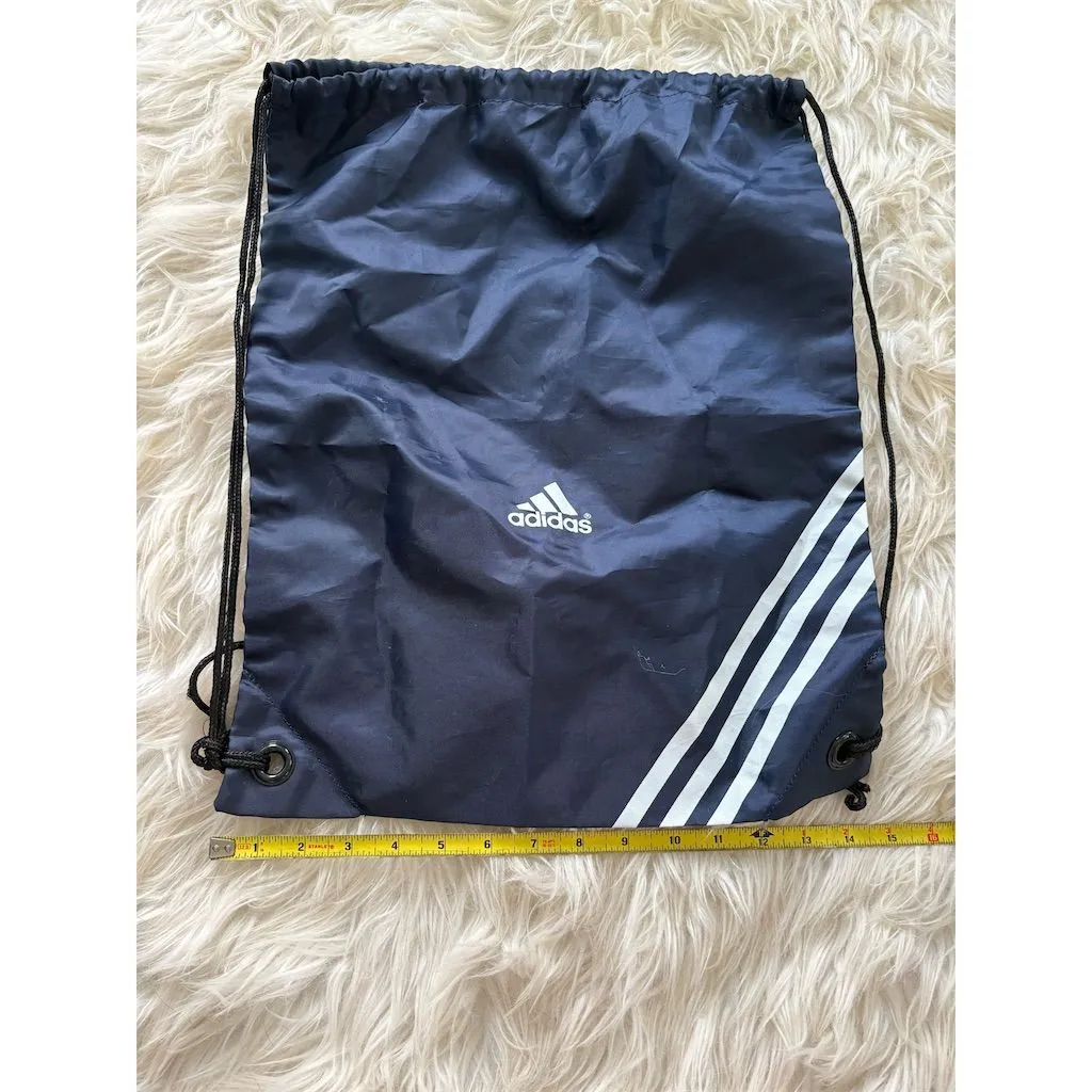 Adidas‎ Unisex Blue Striped Drawstring Backpack Sporty Everyday Use - Image 2