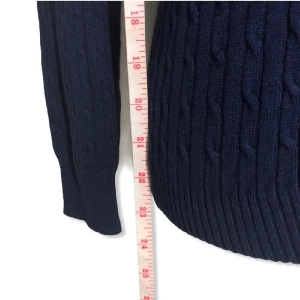 NWOT Navy Blue Cable Knit Crewneck Sweater Top New - Image 6