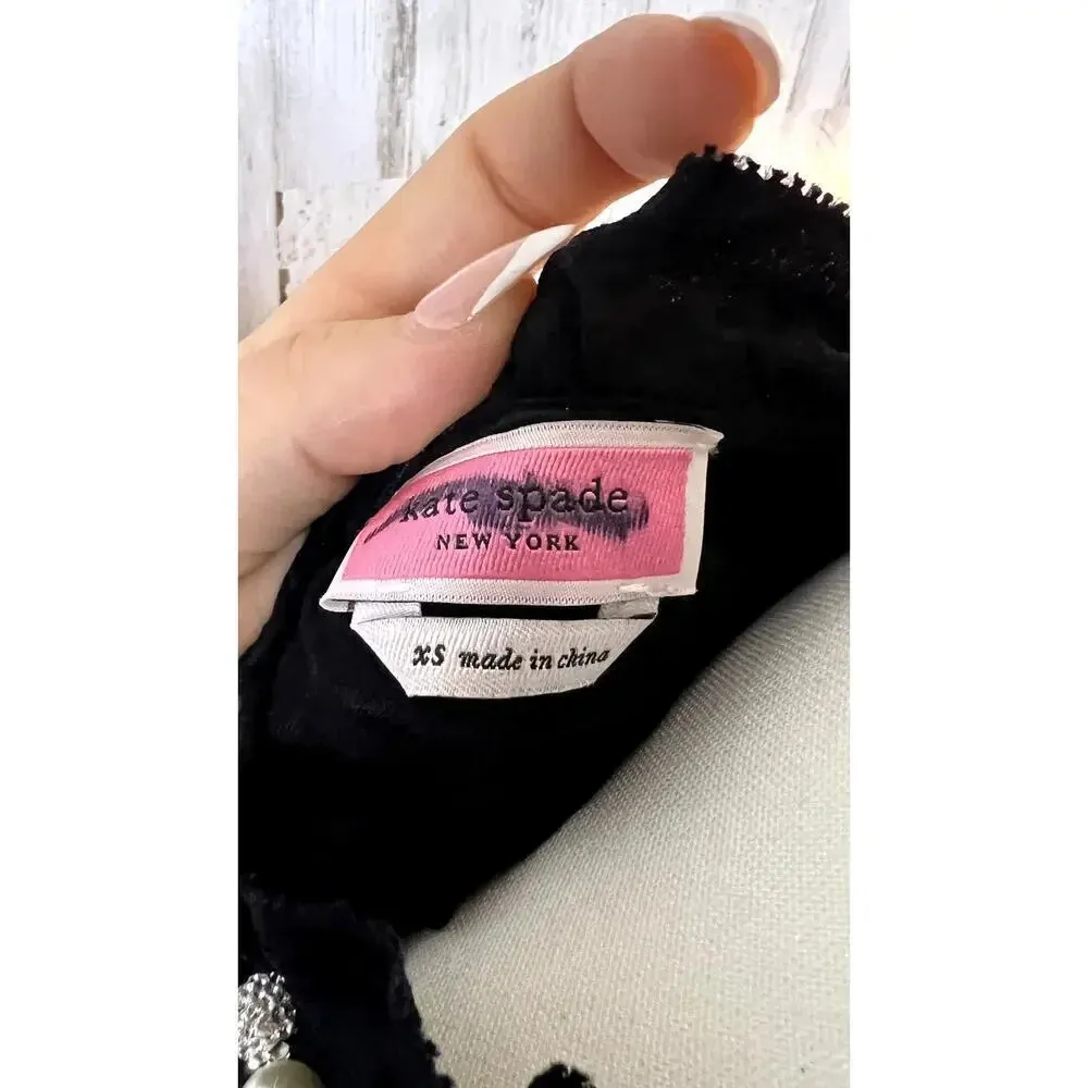 Kate Spade New York Black Sleeveless Blouse XS Faux‎ Pearl Neck - Image 5