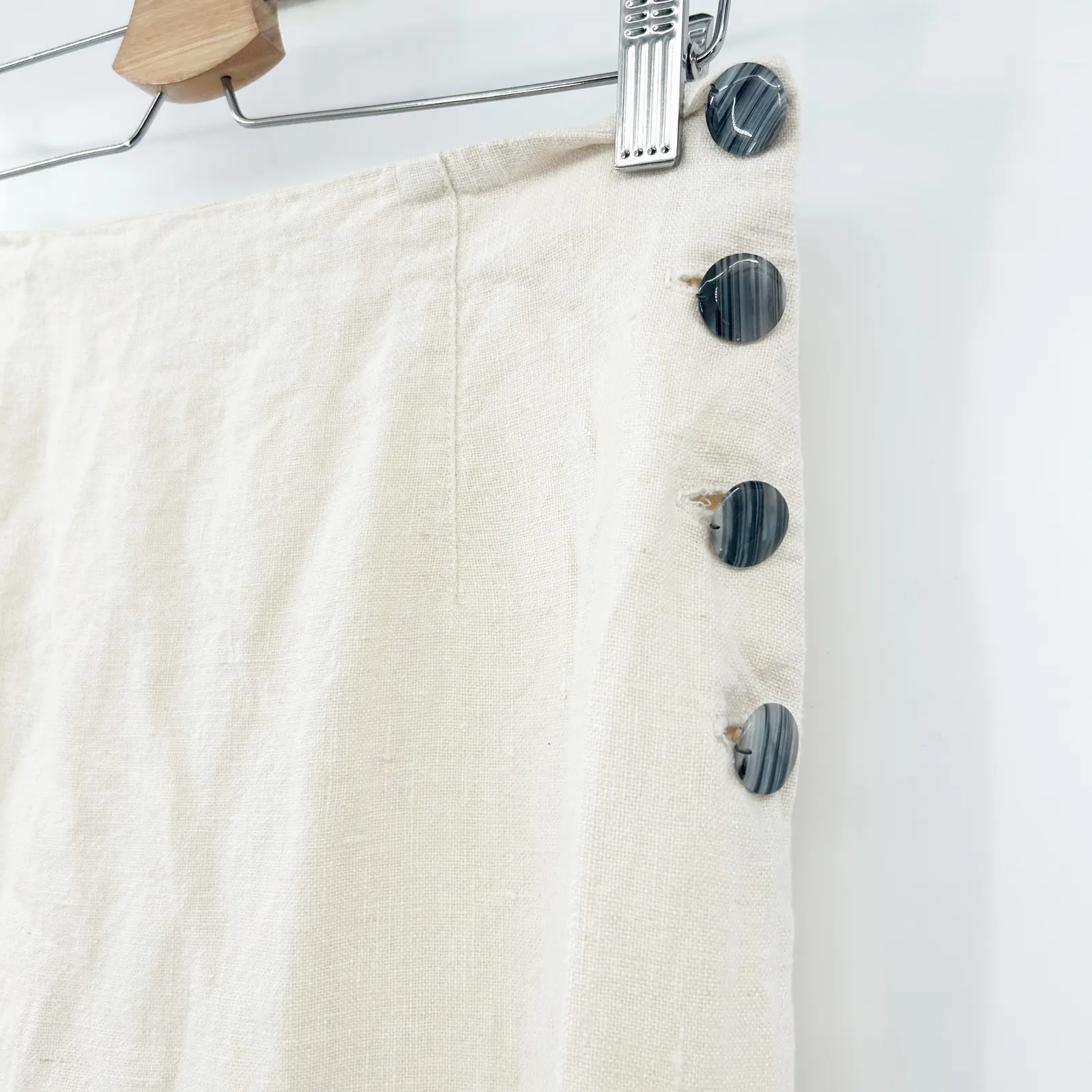 Earth Speaks Womens Eco Organic Hemp Midi Skirt Size 14 Button Side Made USA - Image 2