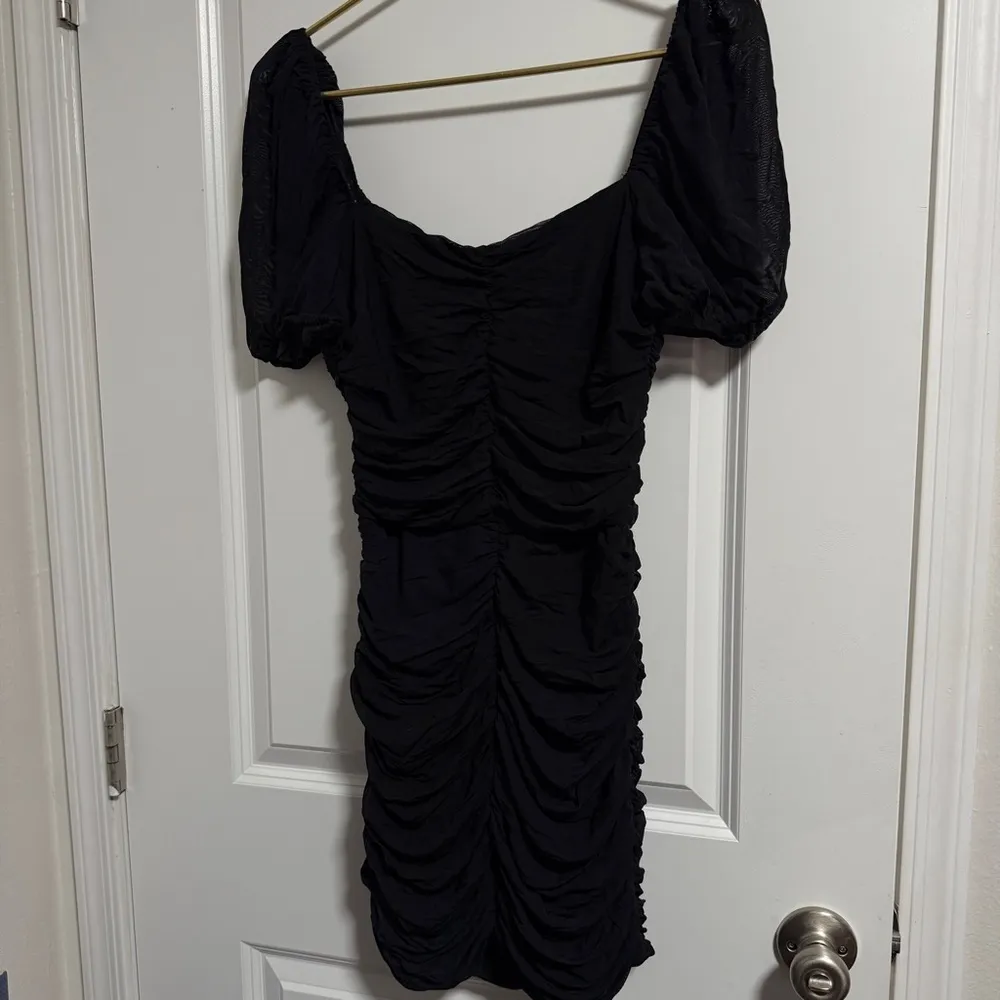 Black Rouched Bodycon Dress Size L - Image 4