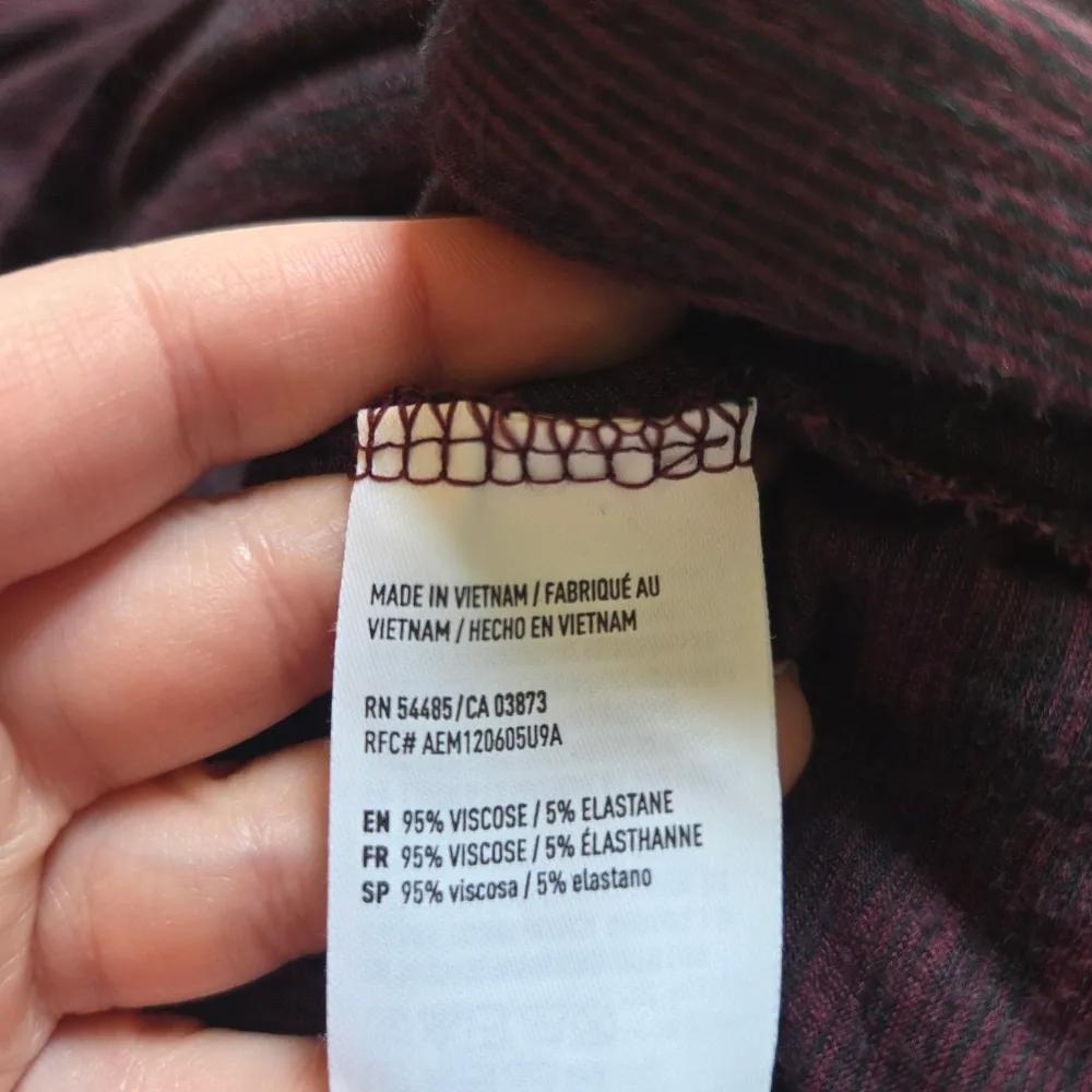 American Eagle Red And Black Striped Soft And Sexy Slub Long Sleeve Top - Image 7