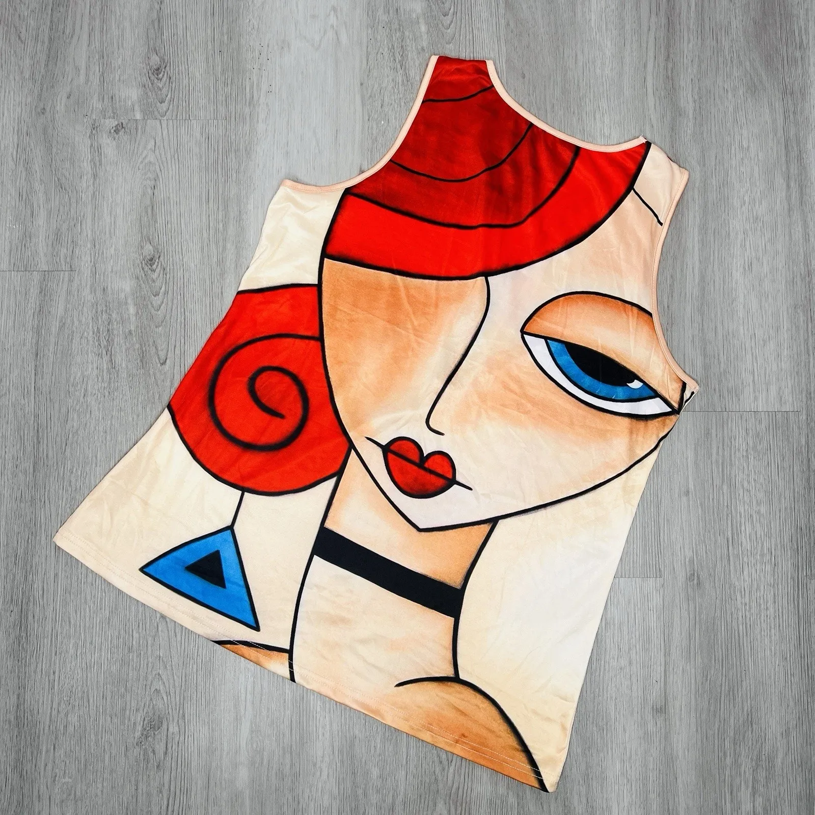 Sleeveless Top Red Head Graphic Design Shirt Size Large Tank Top - Image 5