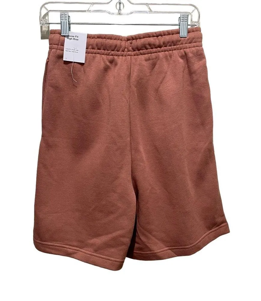 Nike Loose Fit High Rise Phoenix Fleece Shorts Women’s Size XS Beige Orange New - Image 5