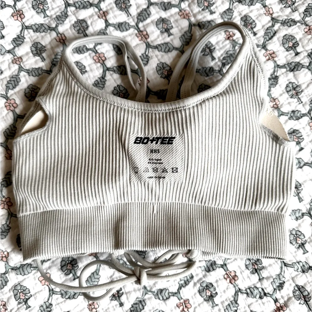 BO+TEE String Tie Back Ribbed Athletic Bralette XXS - Image 3