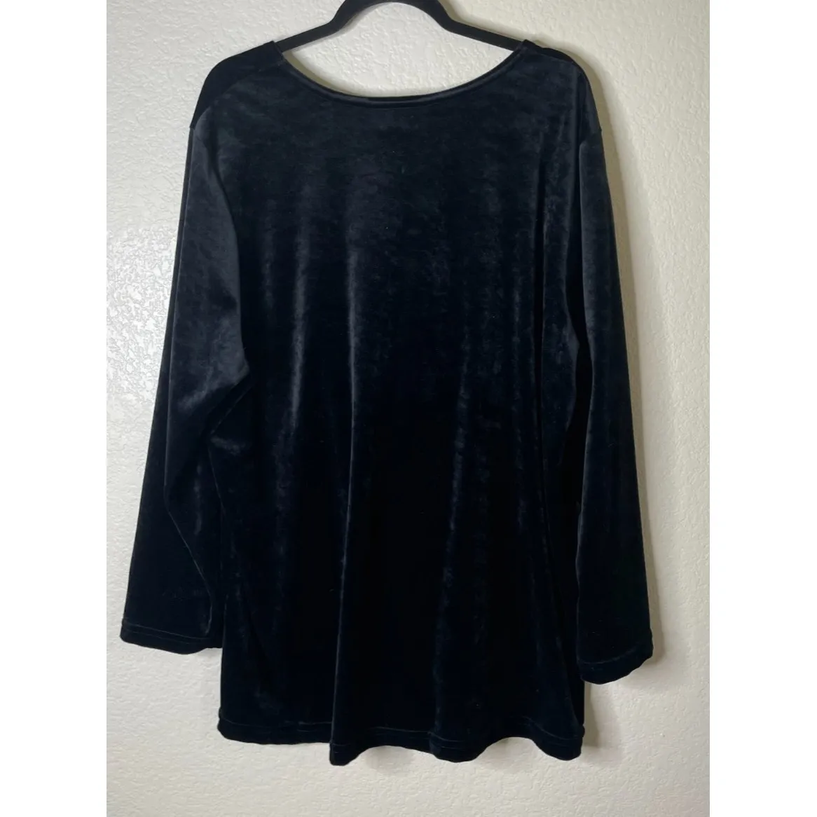 Vintage Coconut Bay Womens 2X Black Velour Velvet Christmas Tunic‎ Top Holiday Size XXL - Image 3