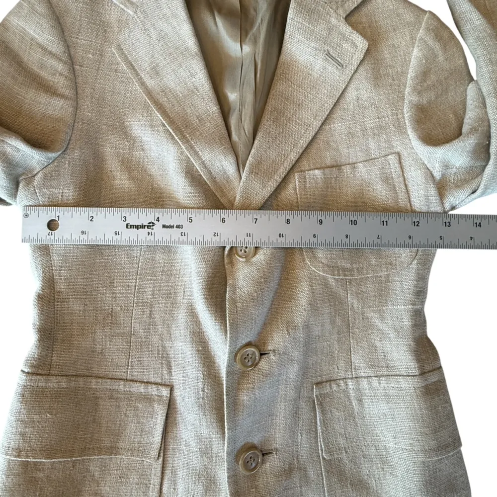 Polo Ralph Lauren Vintage Tweed/Linen Blazer Women’s 10 – Beige Made in USA ‘80s - Image 12