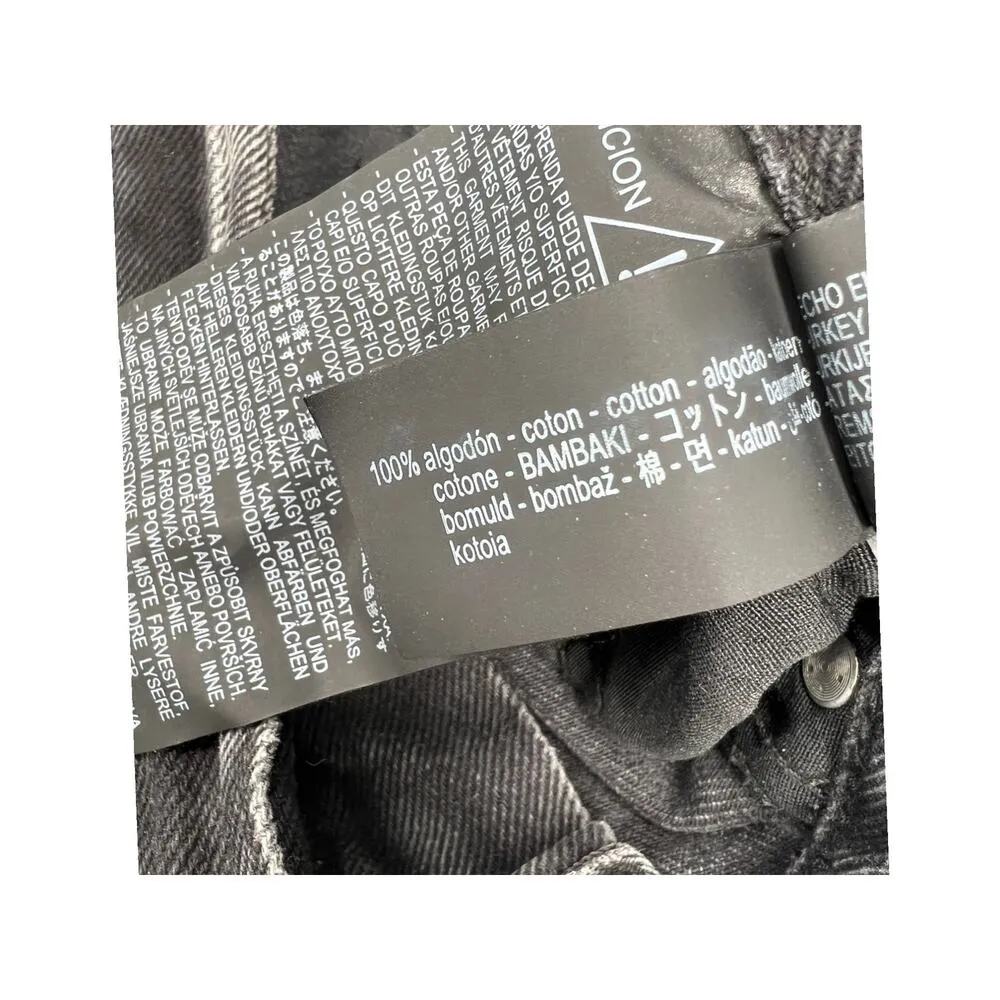 Zara | 8 | Women's Straight Leg Cropped Raw Hem Washed Black Jeans 26" Inseam - Image 4