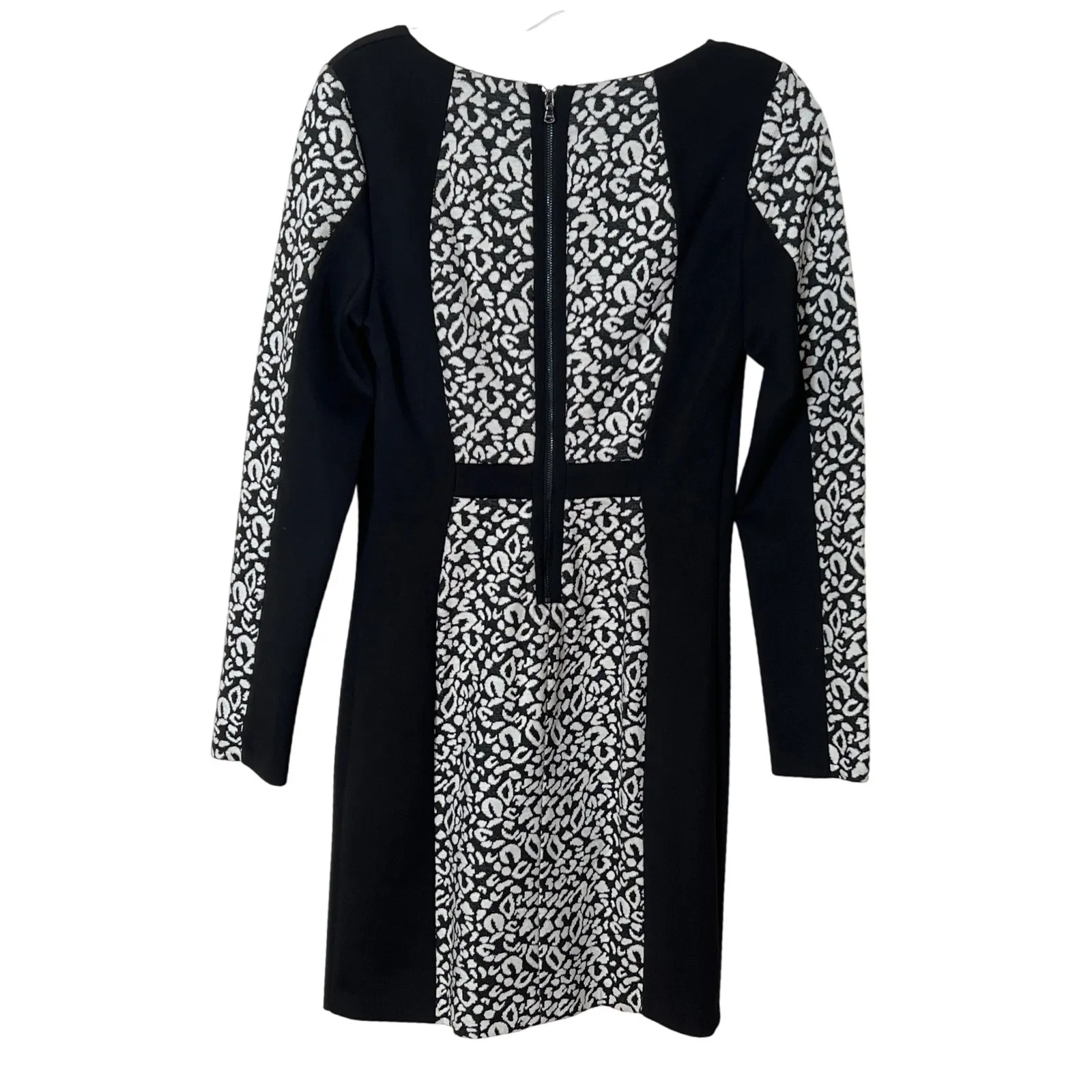 Guess Mori Long‎ Sleeve Bodycon Work Dress Black White Size 6 Office EUC - Image 4