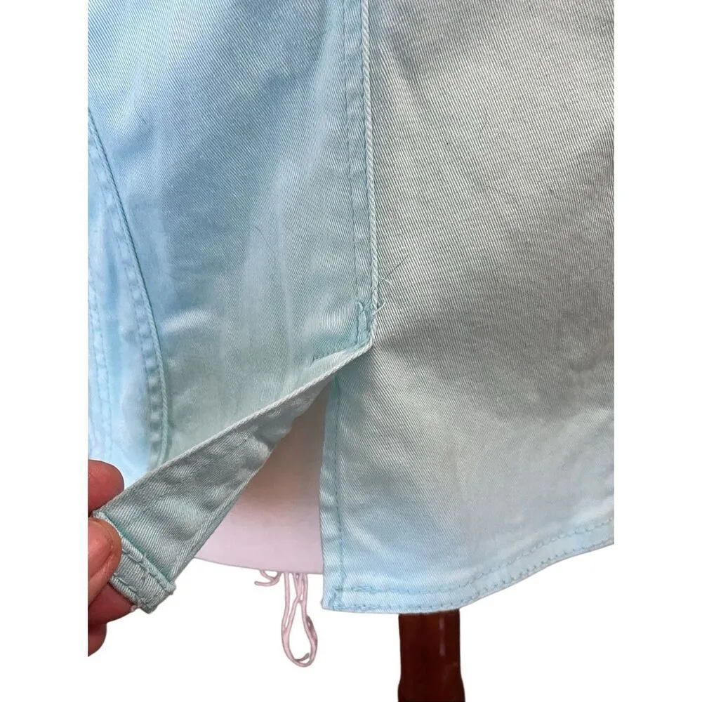 Live A Little Aqua Blue Embroidered Rhinestone Lightweight Jacket Size Medium - Image 13