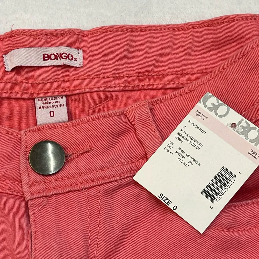 Bongo Coral Pink Frayed Hem Denim Shorts Size 0 NWT Summer Festival Y2K - Image 4