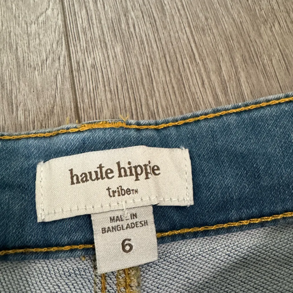 Haute Hippie Cropped Light Washed Denim Jeans - Image 3