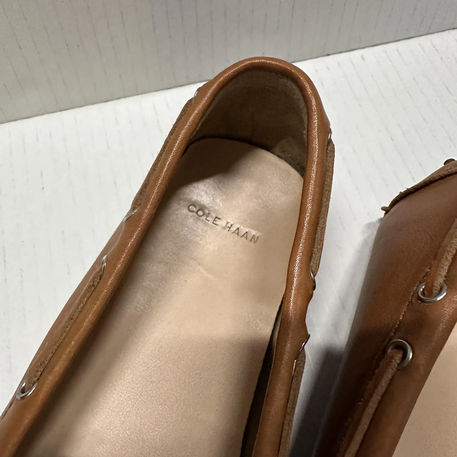 Cole Haan Leather Driver Moccasin Shoes Womens Size 9.5 Brown Loafers Slip On - Image 8