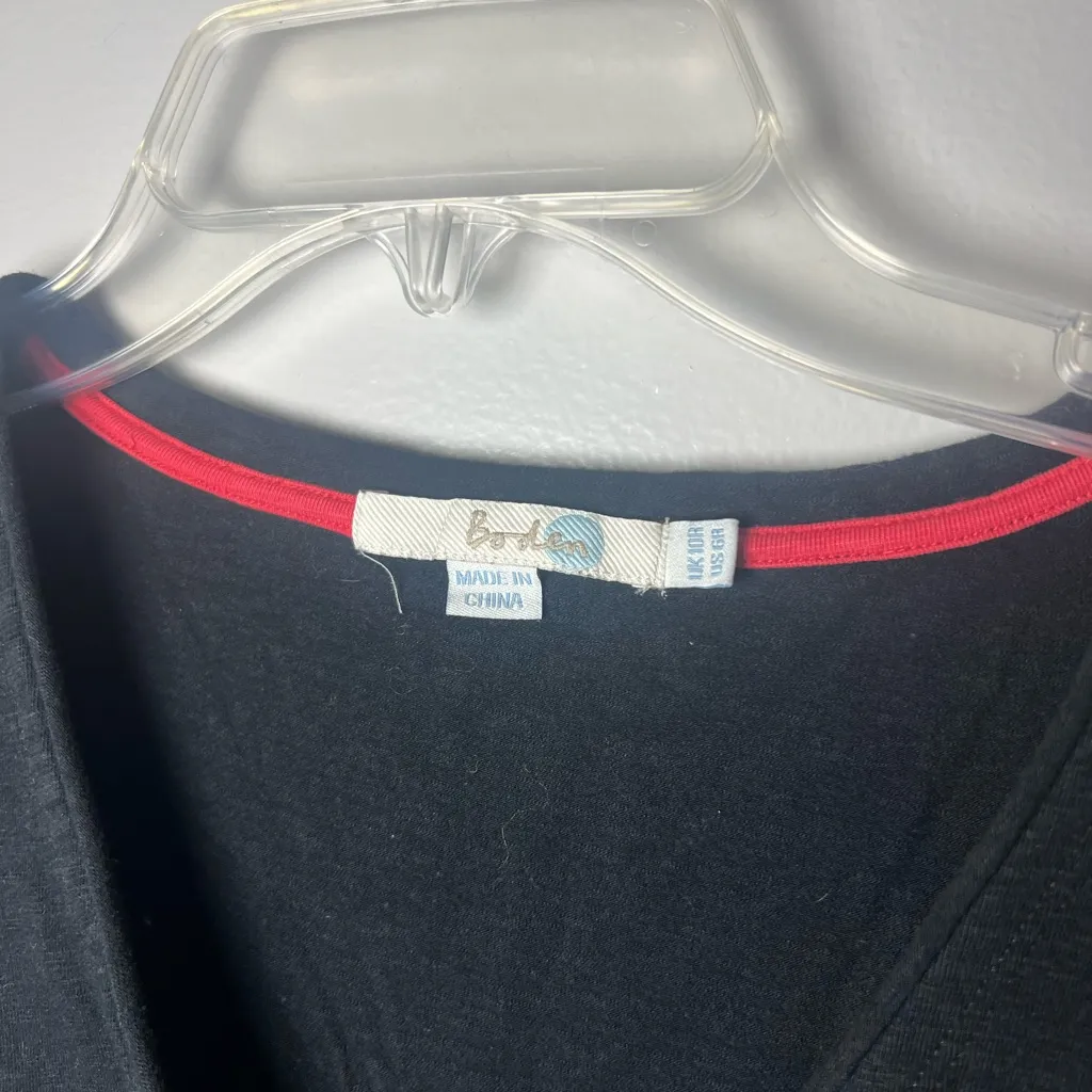 Boden Cap Sleeve Faux Wrap Mini Dress Women’s Black Cotton Casual Size 6 - Image 3