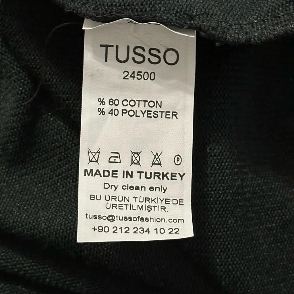 Tusso Women’s Size 2 M Dark Green Contrast Black Open Cardigan Duster Sweater Size M - Image 7