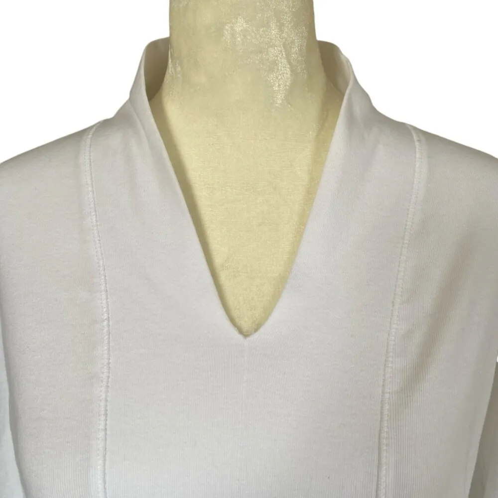 women's size PS white stretchy v-neck 3/4 sleeve pullover top - Image 5