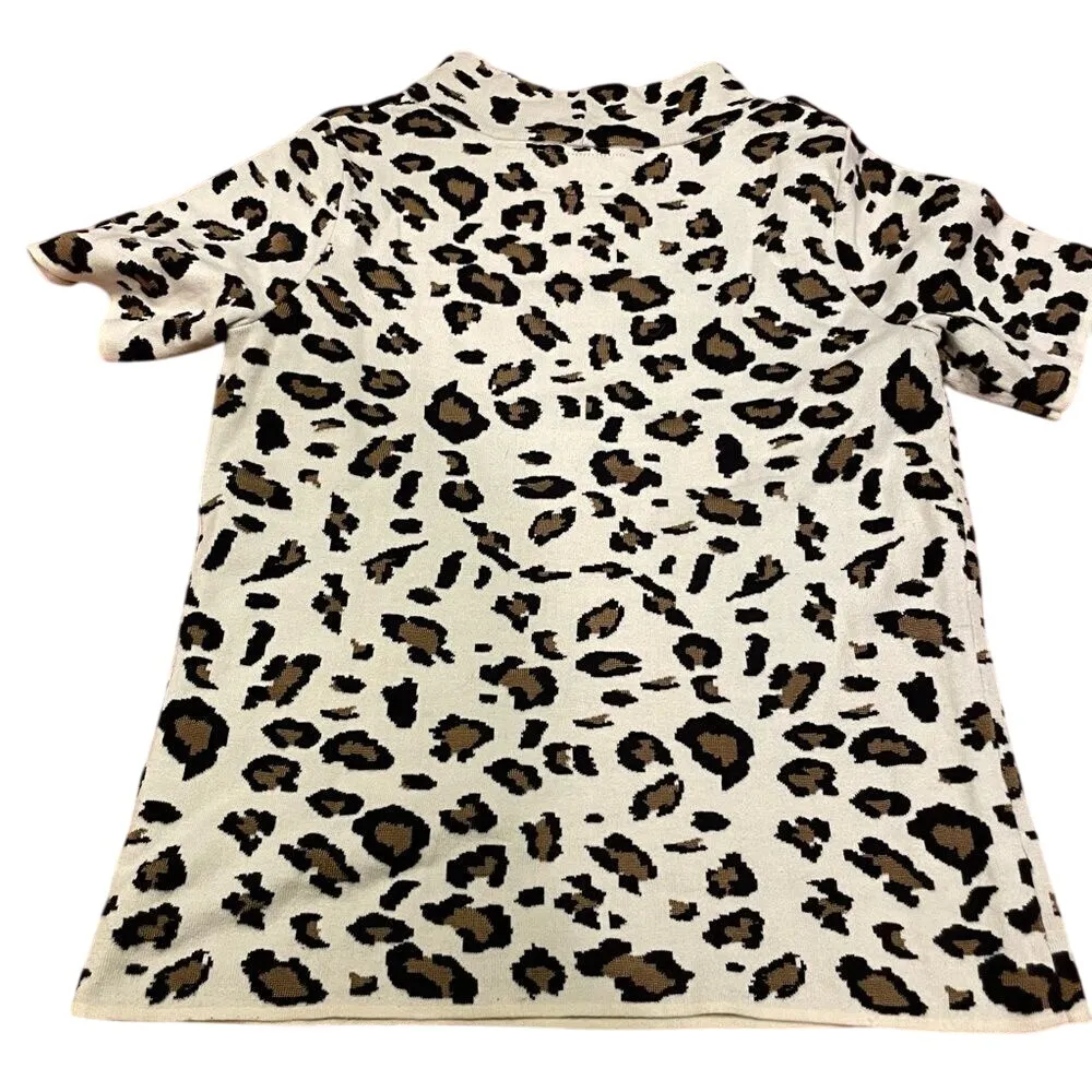 Anthropologie‎ Field Flower Leopard Print Mock Boho Chic Cozy Sweater Size XS - Image 3