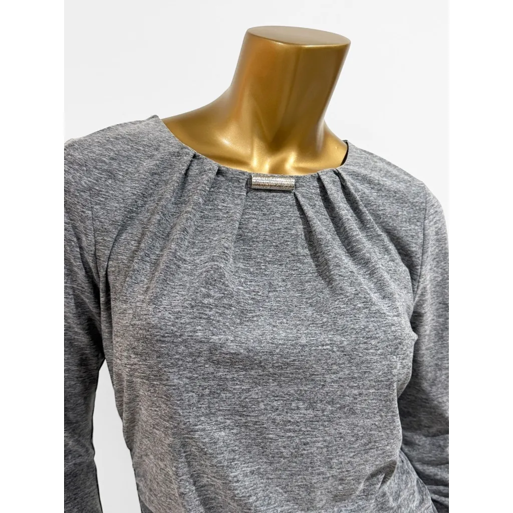 Fortune + Ivy Women's Grey Ruched 3/4 Sleeve Top Size S - Image 3