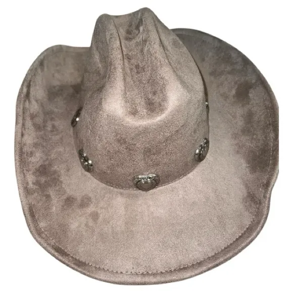 Stylish Taupe Cowboy/ cowgirl Hat with Silver Accents Tan - Image 4