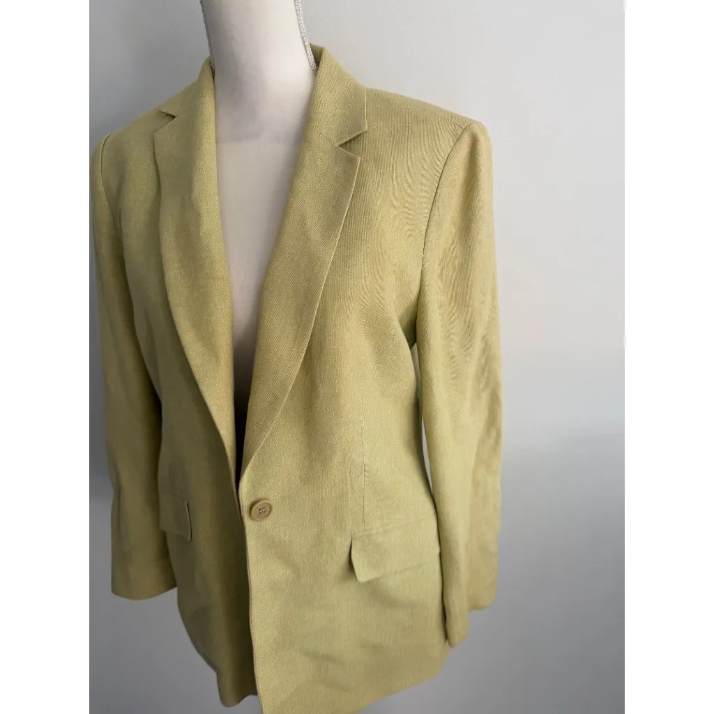 LANDS END Women’s Vintage Green Linen Blend Blazer Jacket Size 8 - Image 6
