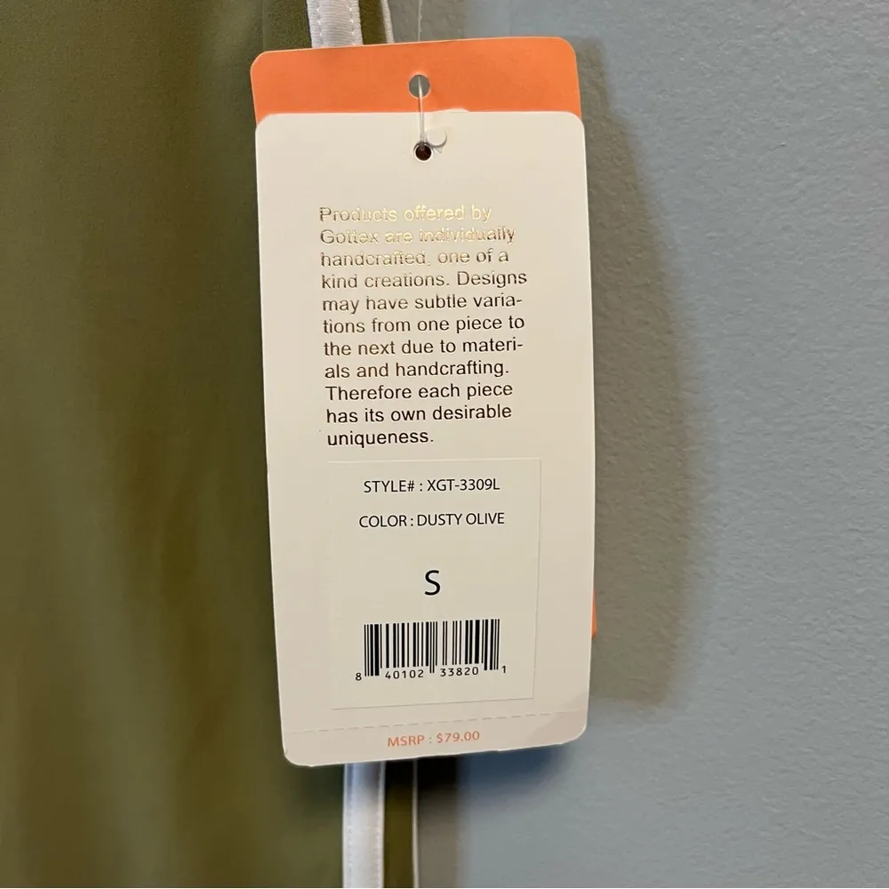 Gottex Leggings Dusty Olive Ankle Length Legging w/ White Stripes Sz S NWT Green - Image 5