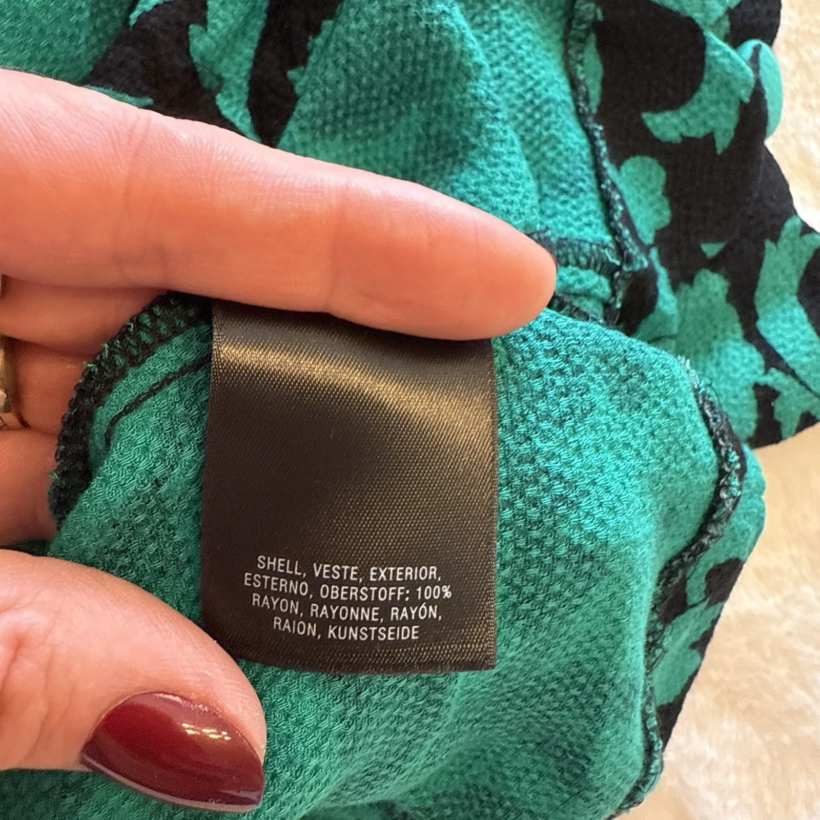 Anthropologie Maeve Aseey Blouse Floral Black And Green Jacquard Blouse Feminine - Image 10