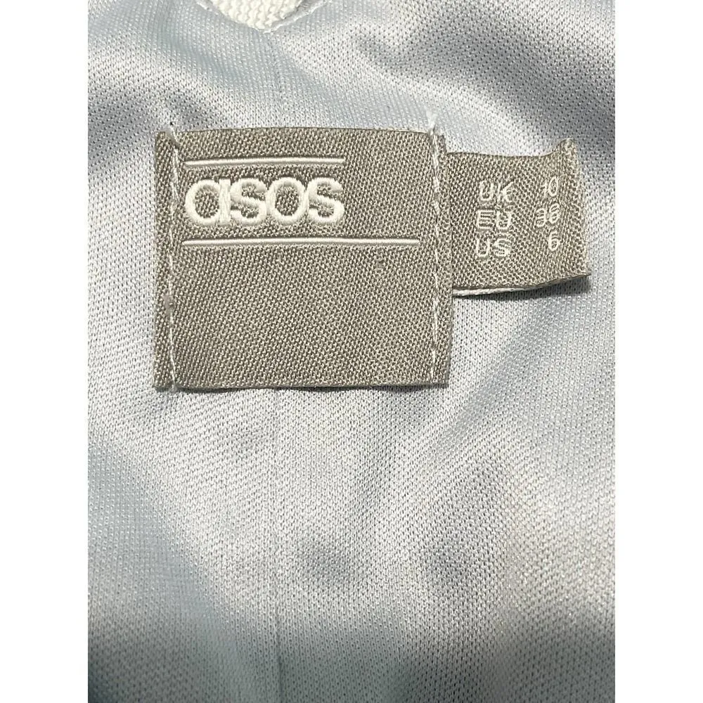 Asos Kate Lace Maxi Dress Gown Eyelash Lace V-Neck Short Sleeves Baby Blue 6‎ - Image 3